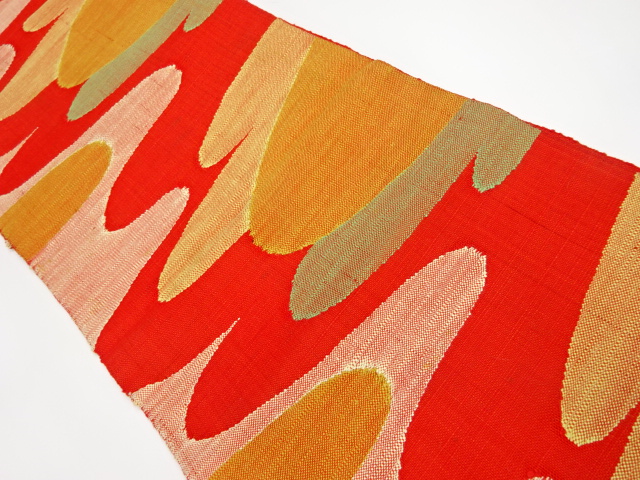 リサイクル　抽象模様織り出し紬名古屋帯